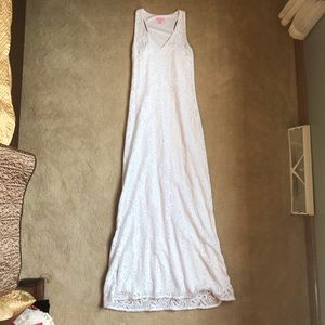 Lilly Pulitzer White Maxi Dress Patterned Stretch